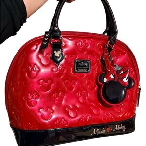 Disney Red Minnie & Mickey Embossed Satchel
